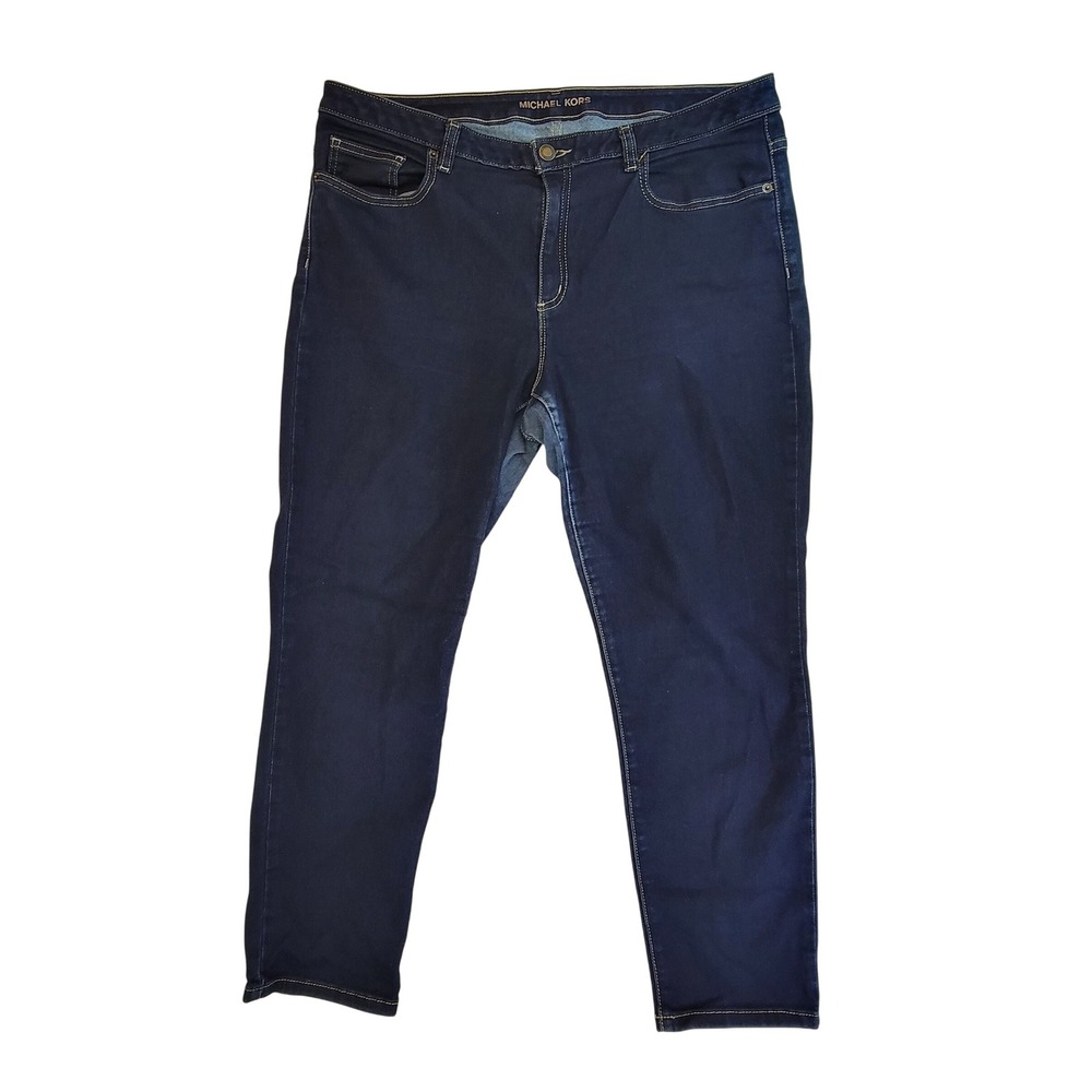 MICHAEL KORS Izzy Cropped Skinny Dark Wash Denim Jeans‎ Women's Size 14
